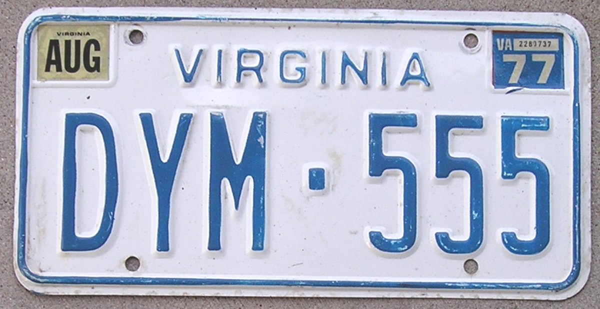 Virginia auto License plate collectible last tagged in sep 1990 NYM-294 