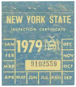 NY 79 Inspection Sticker