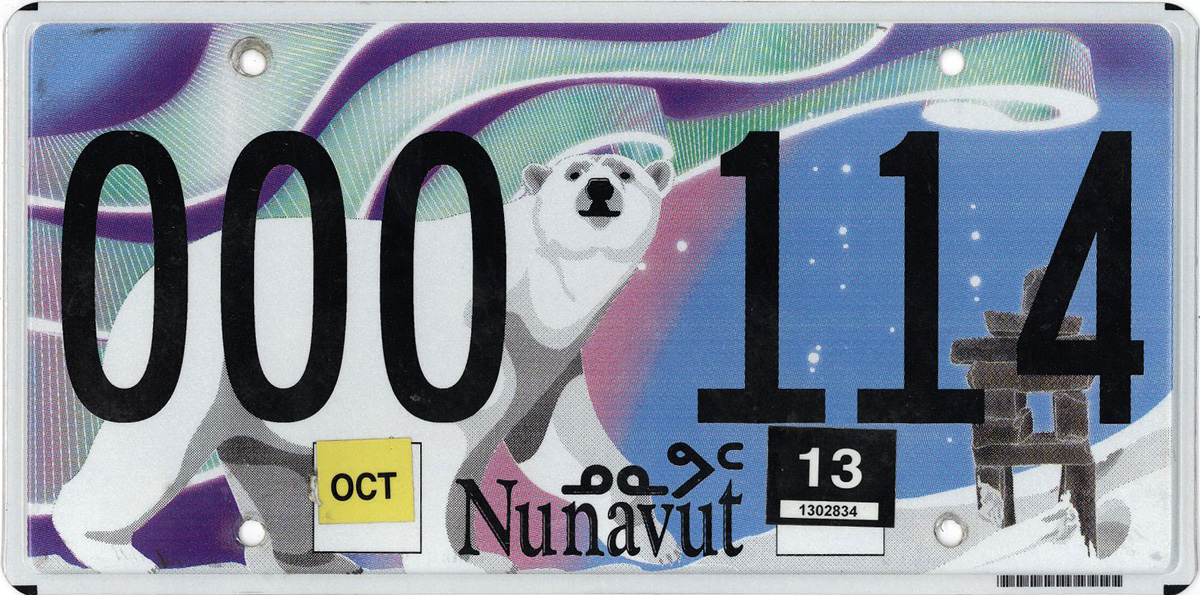 Nunavut 2012 license plate Personalized Auto Car Custom VEHICLE OR MOPED 