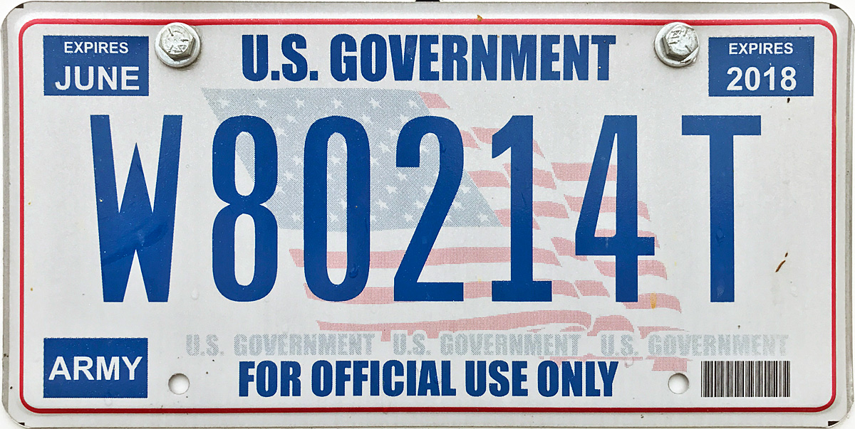 U.S. Government License Plates